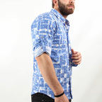 Ronan Button Up // Blue Patterned