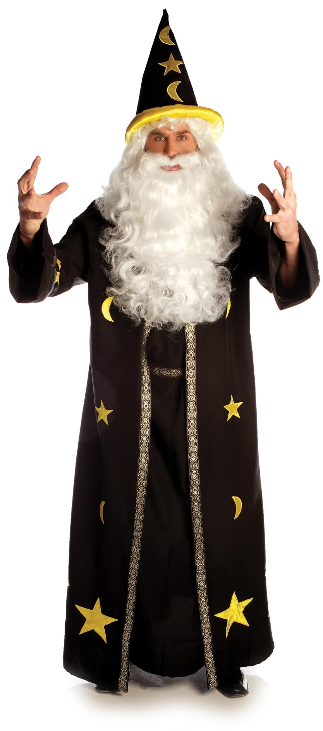 Dark Potion Wizard Robe Black with Yellow Stars Classic Adult Costume