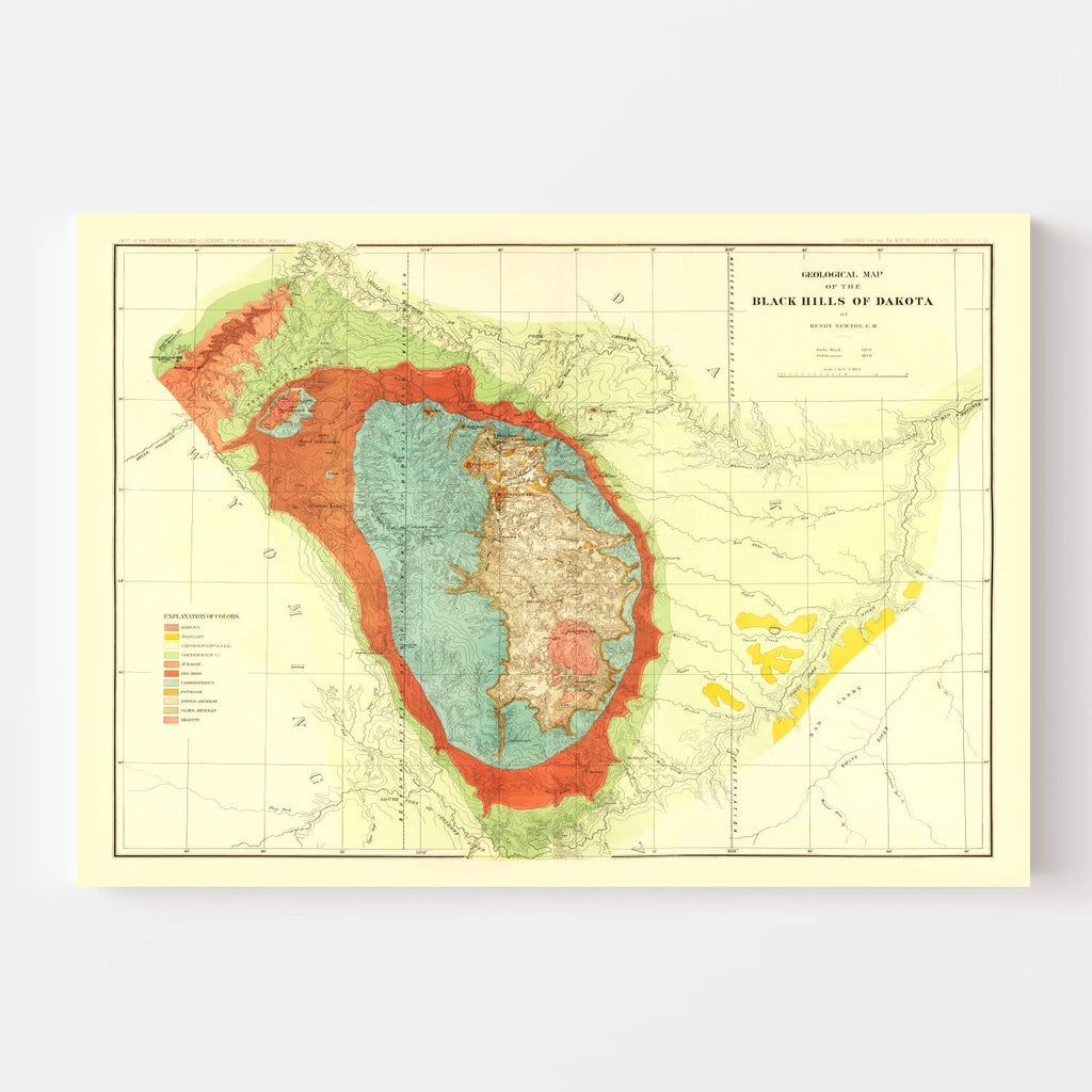 Old Geological Map of the Black Hills 1879