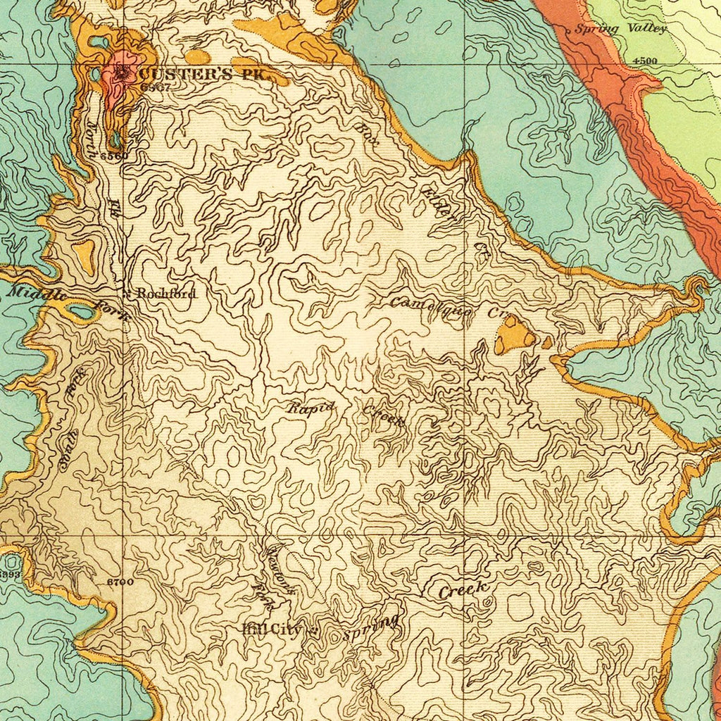Old Geological Map of the Black Hills 1879