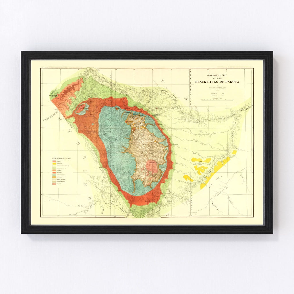 Old Geological Map of the Black Hills 1879