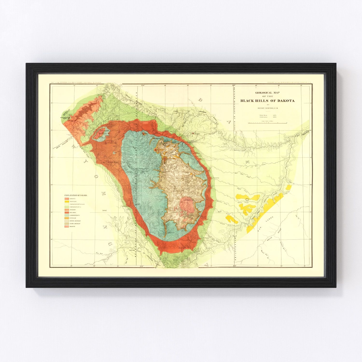 Old Geological Map of the Black Hills 1879