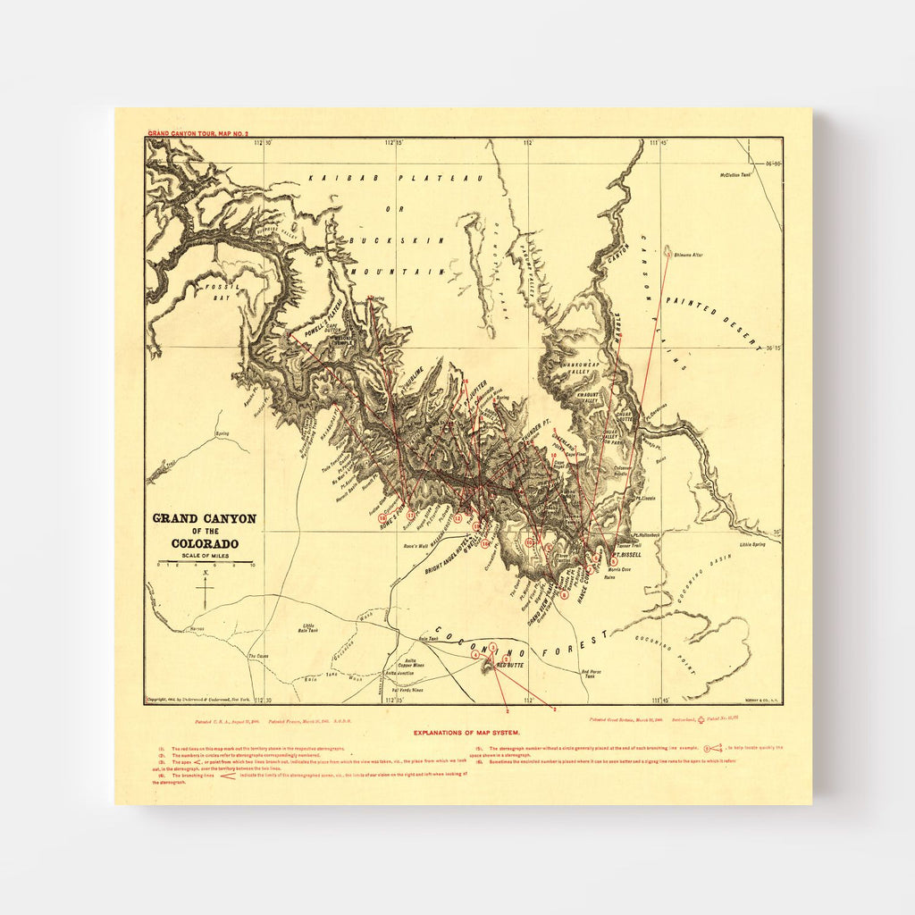 Vintage Map of the Grand Canyon 1904