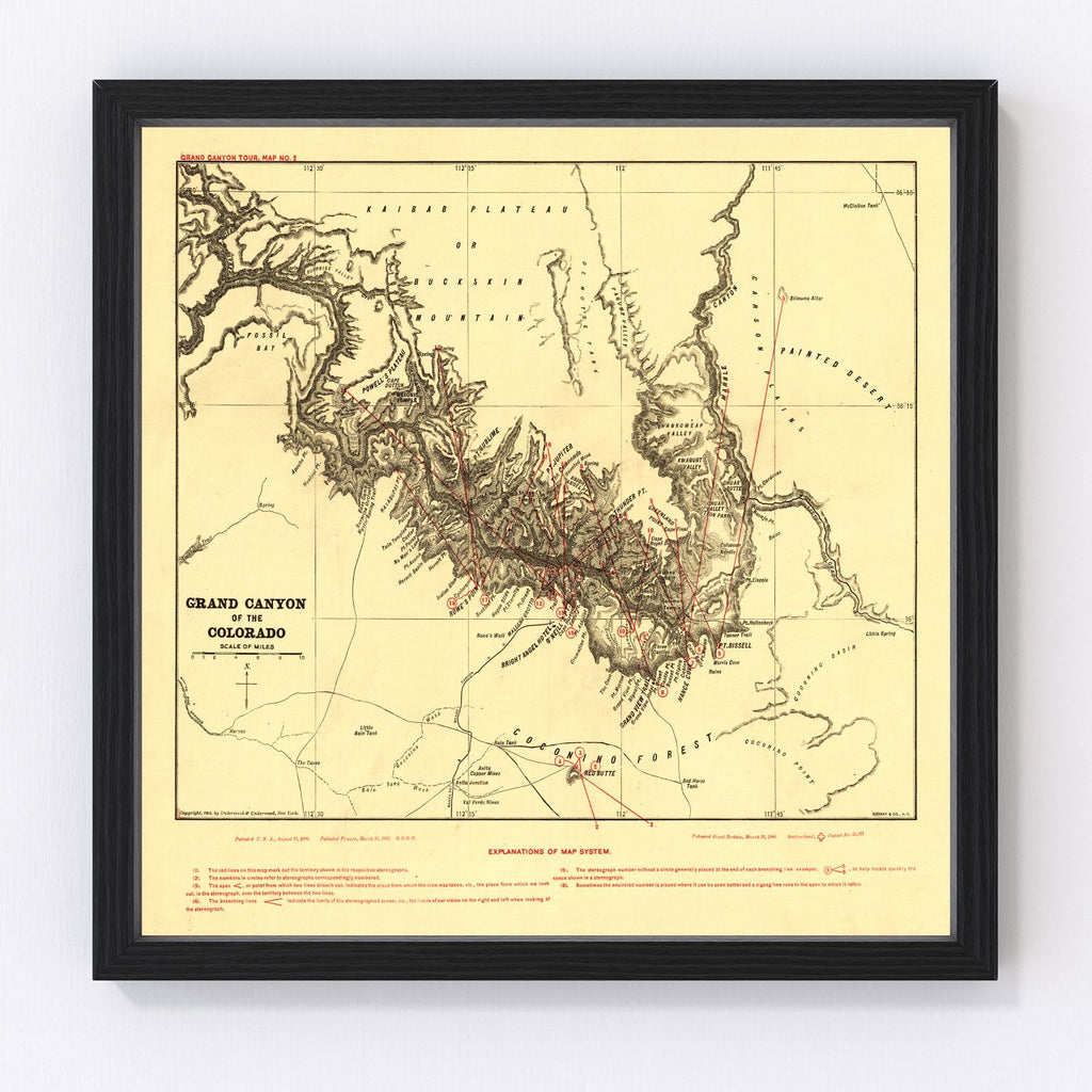 Vintage Map of the Grand Canyon 1904