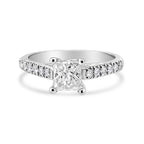 14K White Gold 1 1/5 Cttw 4-Prong Set Princess Diamond Classic Engagement Ring (I1-I2 Color, H-I Clarity) Ring Size 7