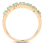 0.41 Carat Genuine Zambian Emerald and White Diamond 14K Yellow Gold Ring