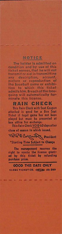 October 1, 1970 Full Ticket Final Game Phillies Connie Mack Stadium 187842