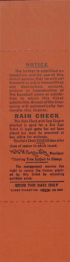 October 1, 1970 Full Ticket Final Game Phillies Connie Mack Stadium 187842