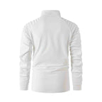 Quarter-Zip Long Sleeve Shoulder Ribbed Shirt // White