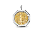 Fancy Solid White/Yellow/Rose Gold Handmade Coin Pendant , 1/2oz Coin ,