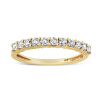 14K Yellow Gold Plated .925 Sterling Silver 1/2 cttw Shared Prong Set Brilliant Round-Cut Diamond 11 Stone Band Ring (J-K Color, SI1-SI2 Clarity) - Size 7