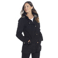 Gallery Cinched Waist Hooded Raincoat in Black, Size Large