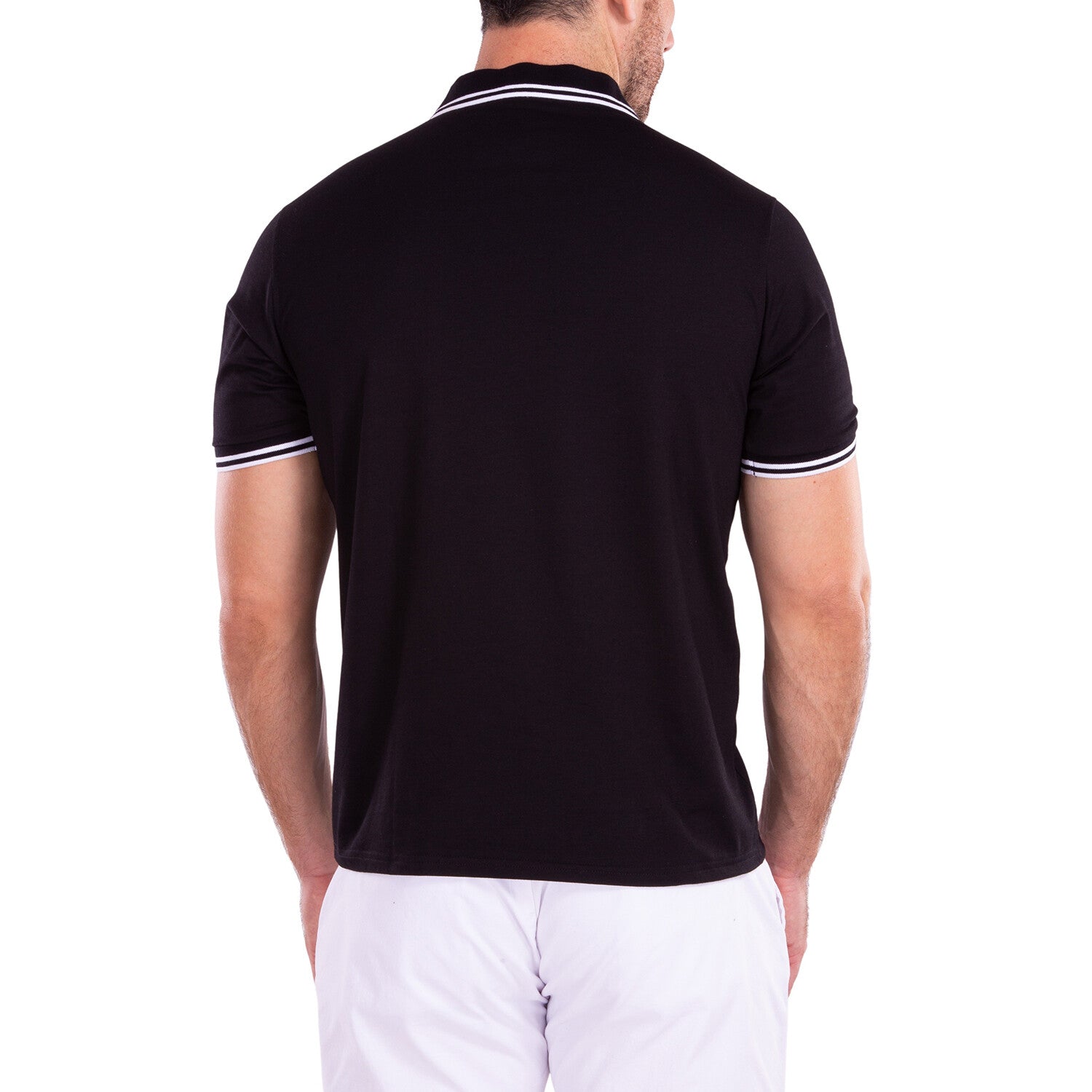 Zipper Short Sleeve Polo Shirt // Black