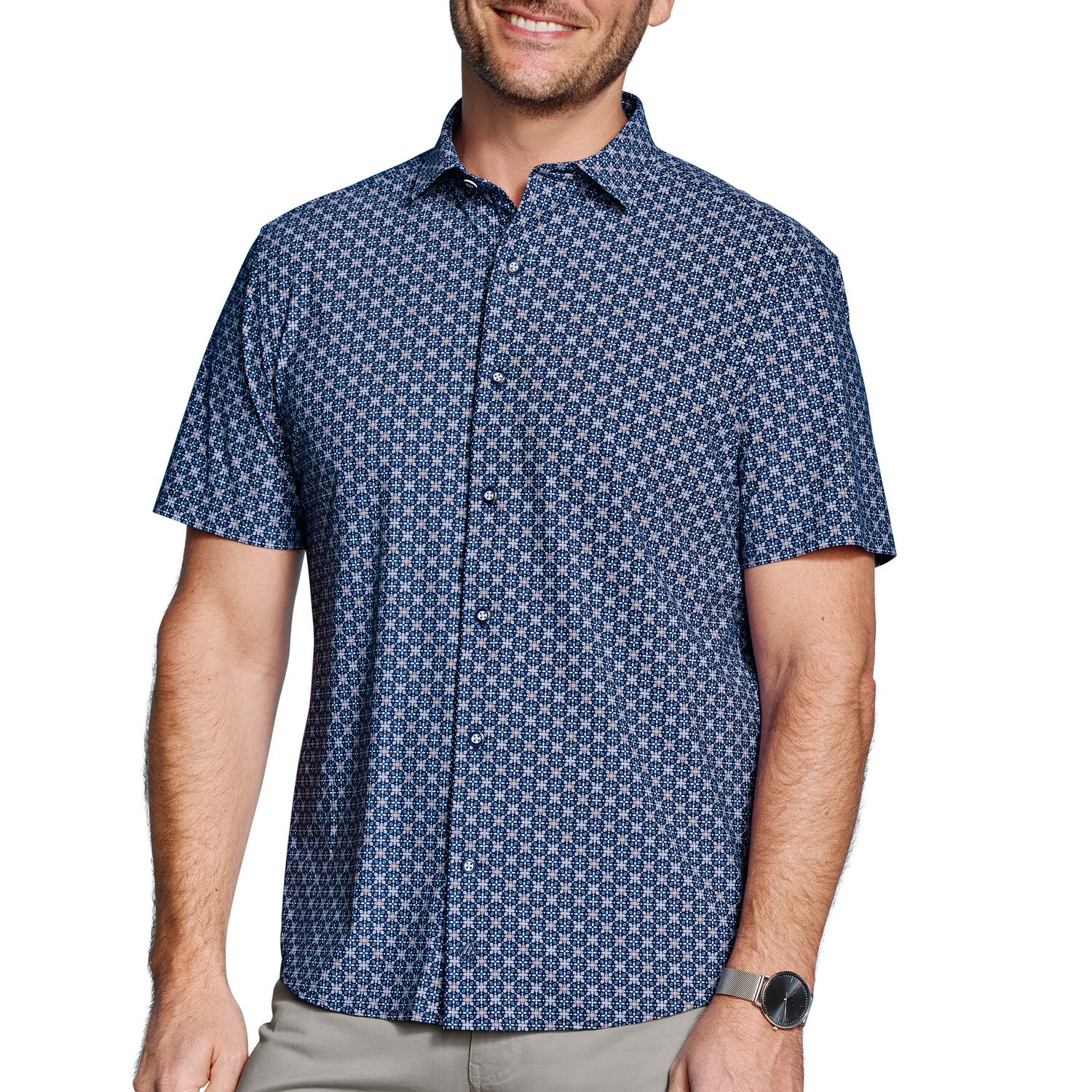 XC+ Motion Short-Sleeve Print Knit Shirt // Navy Petal