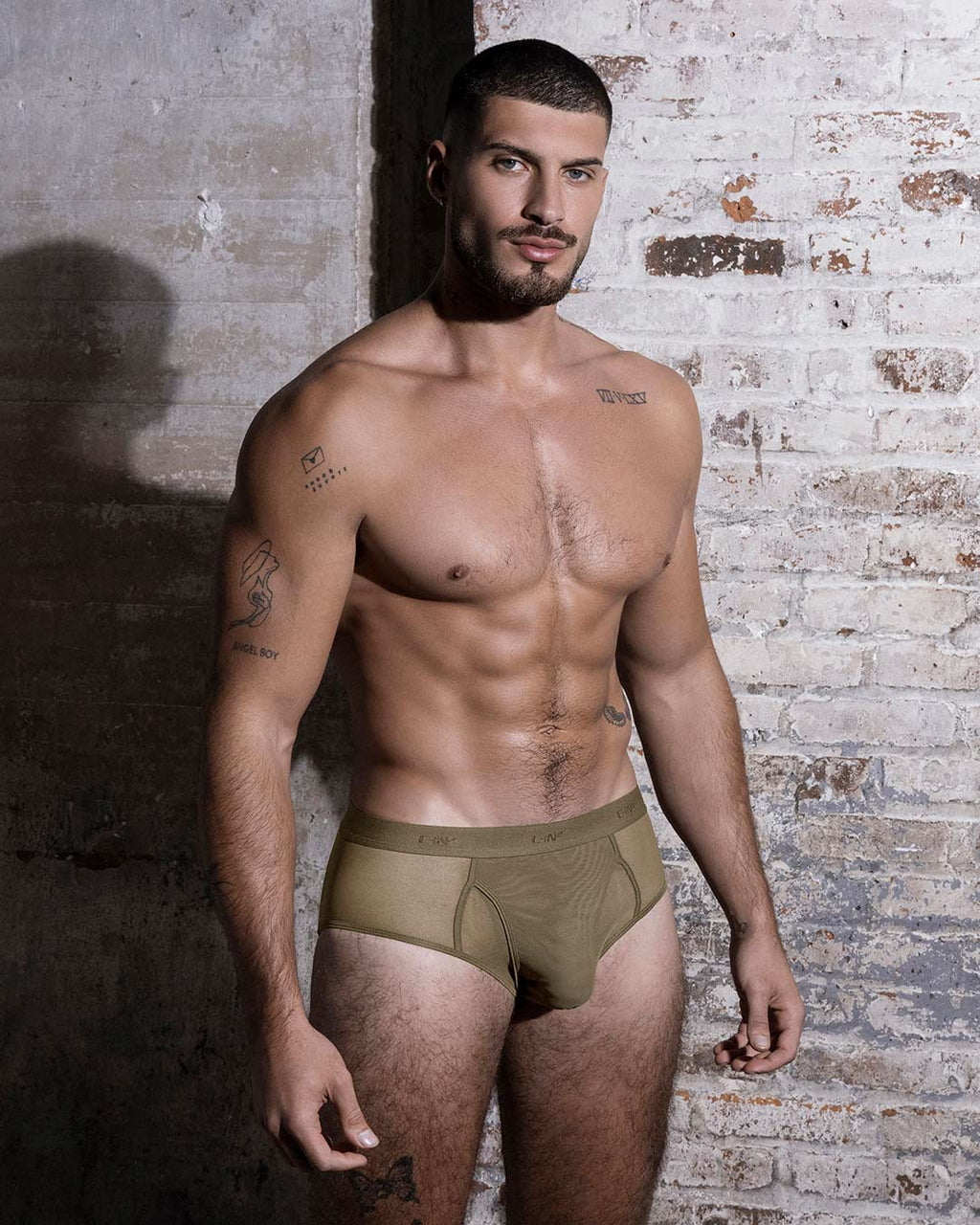Sheer Fly Front Brief Dark Nude
