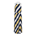 London Times Halter Neck Blouson Slit Front Keyhole Back Matte Jersey Dress-WHITE YELLOW