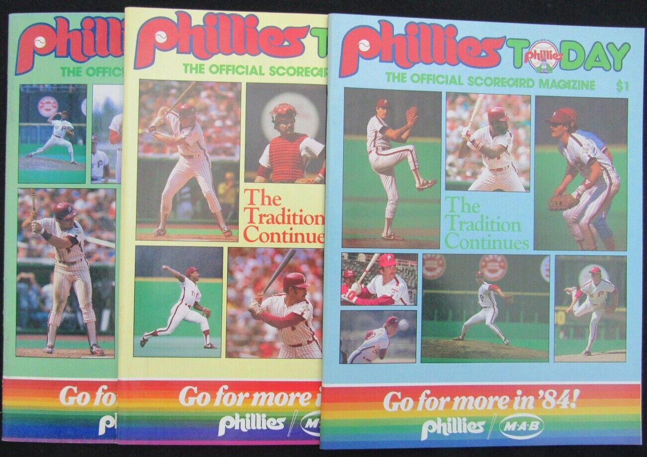 Lot of 3 1984 Philadelphia Phillies Scorecard/Program vs. Cardinals/Cubs 157825