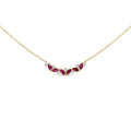 14K Yellow Gold Red Ruby and Diamond Trio Bar Line Necklace (I-J Color, SI2-I1 Clarity) - 18 inch