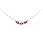 14K Yellow Gold Red Ruby and Diamond Trio Bar Line Necklace (I-J Color, SI2-I1 Clarity) - 18 inch