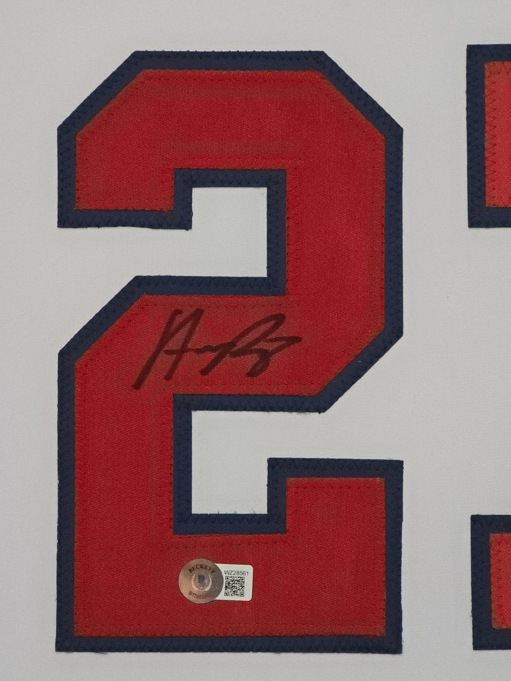 Framed Atlanta Braves Austin Riley Autographed Jersey Beckett Hologram