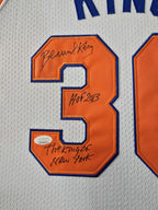 Framed New York Knicks Bernard King Autographed 2X Inscribed Jersey Jsa Coa