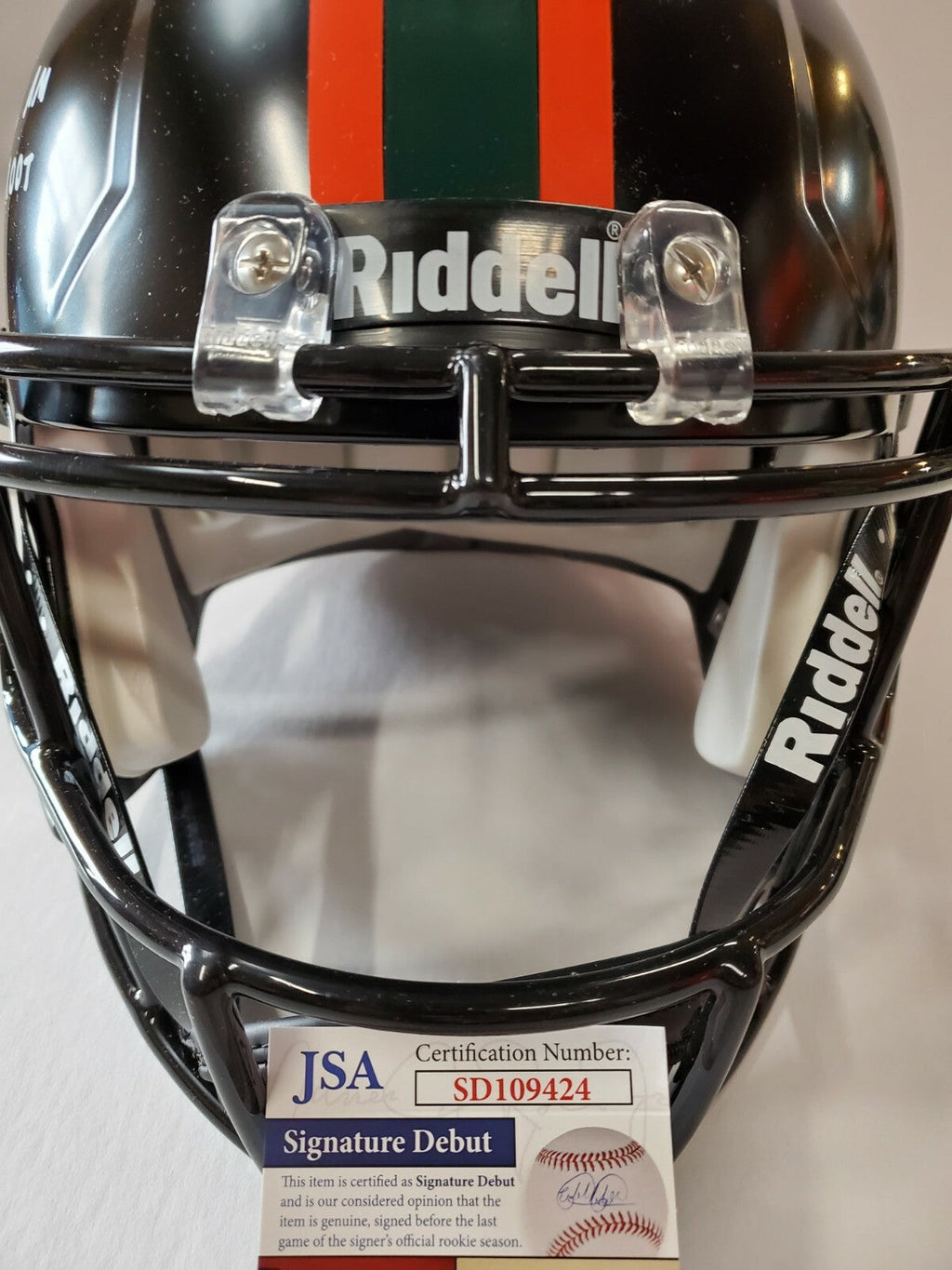 Greg Rousseau Signed Inscribed Miami Hurricanes Full Size Replica Helmet Jsa Coa