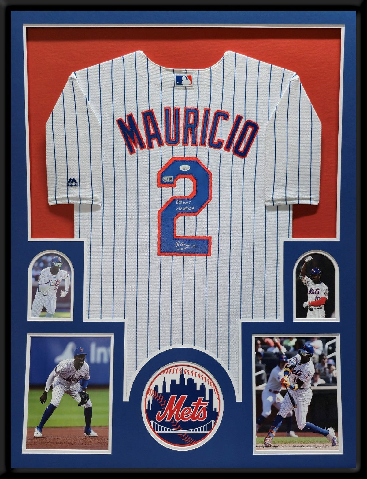 Framed New York Mets Ronny Mauricio Autographed Signed Jersey Jsa Coa