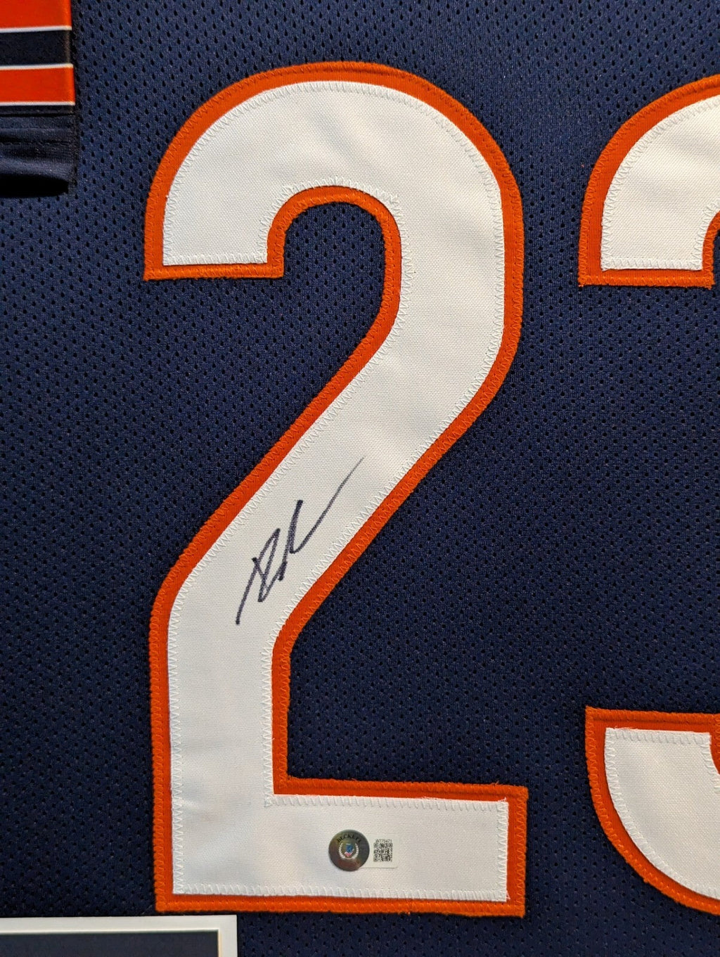 Framed Chicago Bears Roschon Johnson Autographed Signed Jersey Beckett Holo