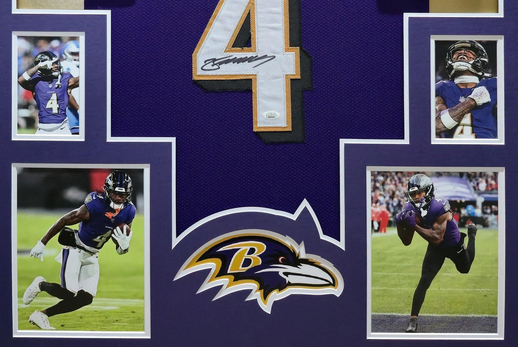Framed Baltimore Ravens Zay Flowers Autographed Signed Jersey Jsa Coa