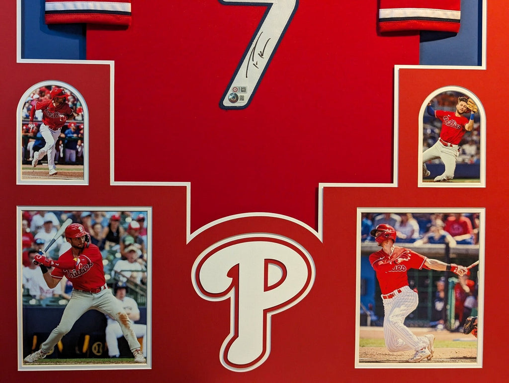 Framed Philadelphia Phillies Trea Turner Autographed Signed Jersey Beckett Holo