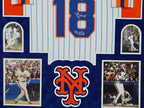 Suede Framed N.Y. Mets Darryl Strawberry Autographed Inscribed Jersey Jsa Coa