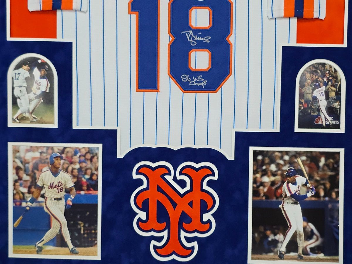 Suede Framed N.Y. Mets Darryl Strawberry Autographed Inscribed Jersey Jsa Coa