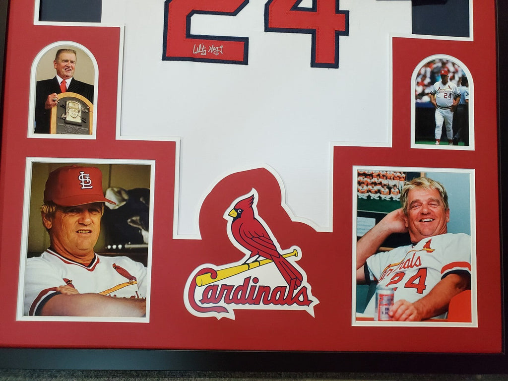 Framed St Louis Cardinals Whitey Herzog Autographed Signed  Jersey Jsa Coa