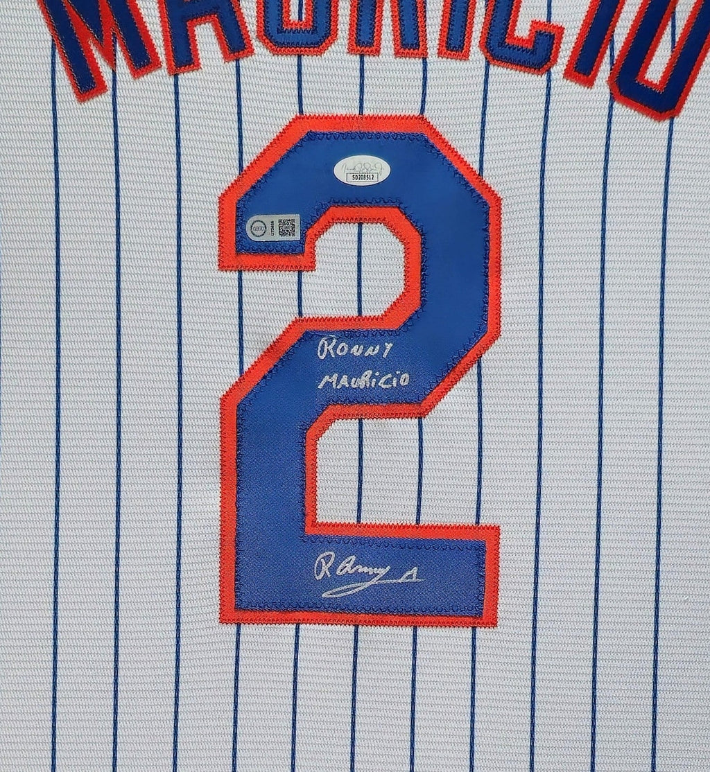 Framed New York Mets Ronny Mauricio Autographed Signed Jersey Jsa Coa