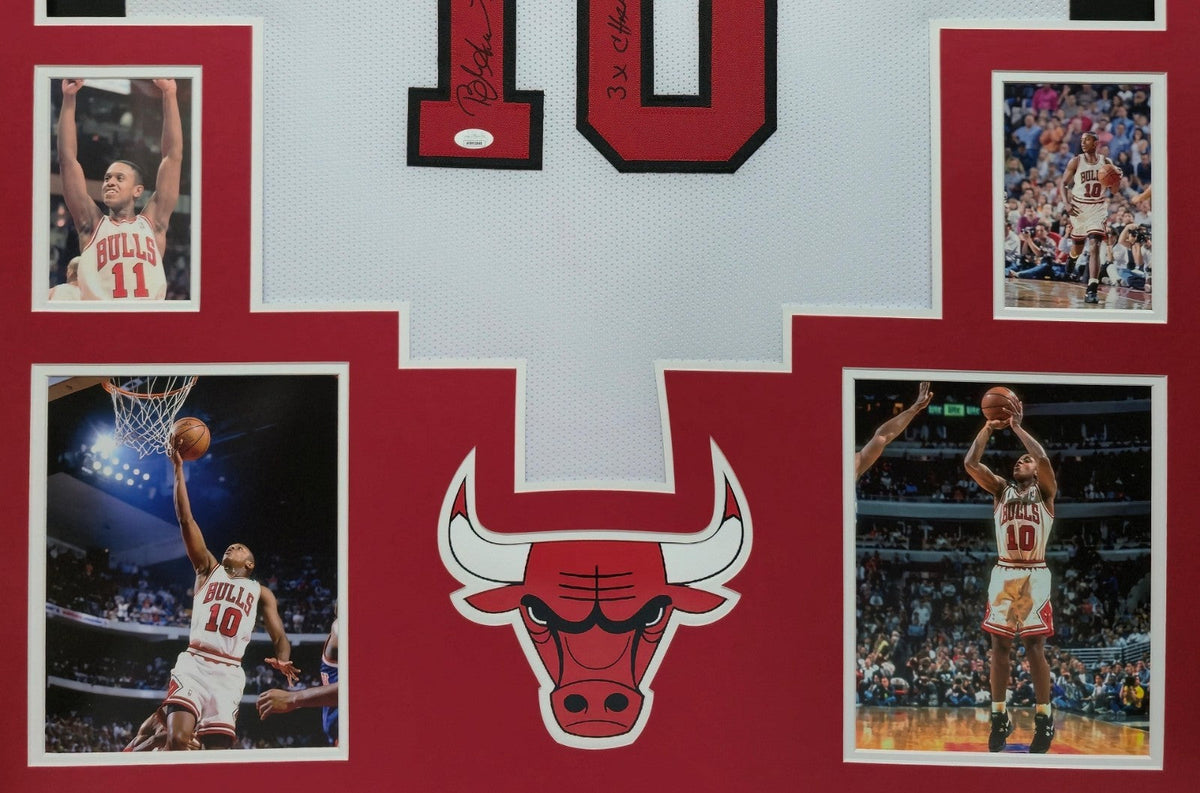 Framed Chicago Bulls Bj Armstrong Autographed Signed Inscribed Jersey Jsa Coa