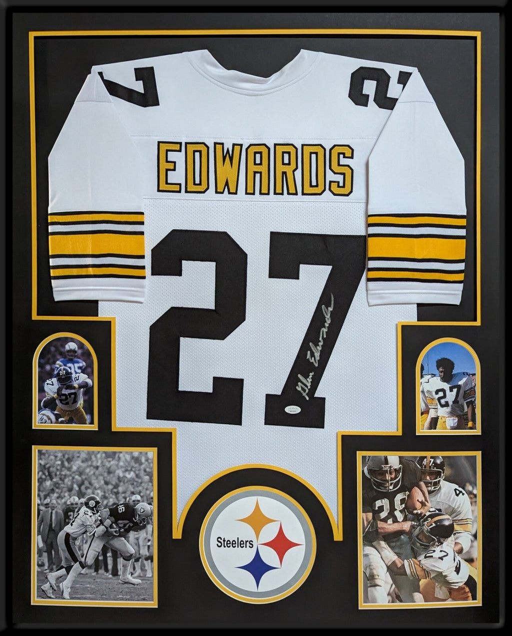 Framed Pittsburgh Steelers Glen Edwards Autographed Jersey Jsa Coa