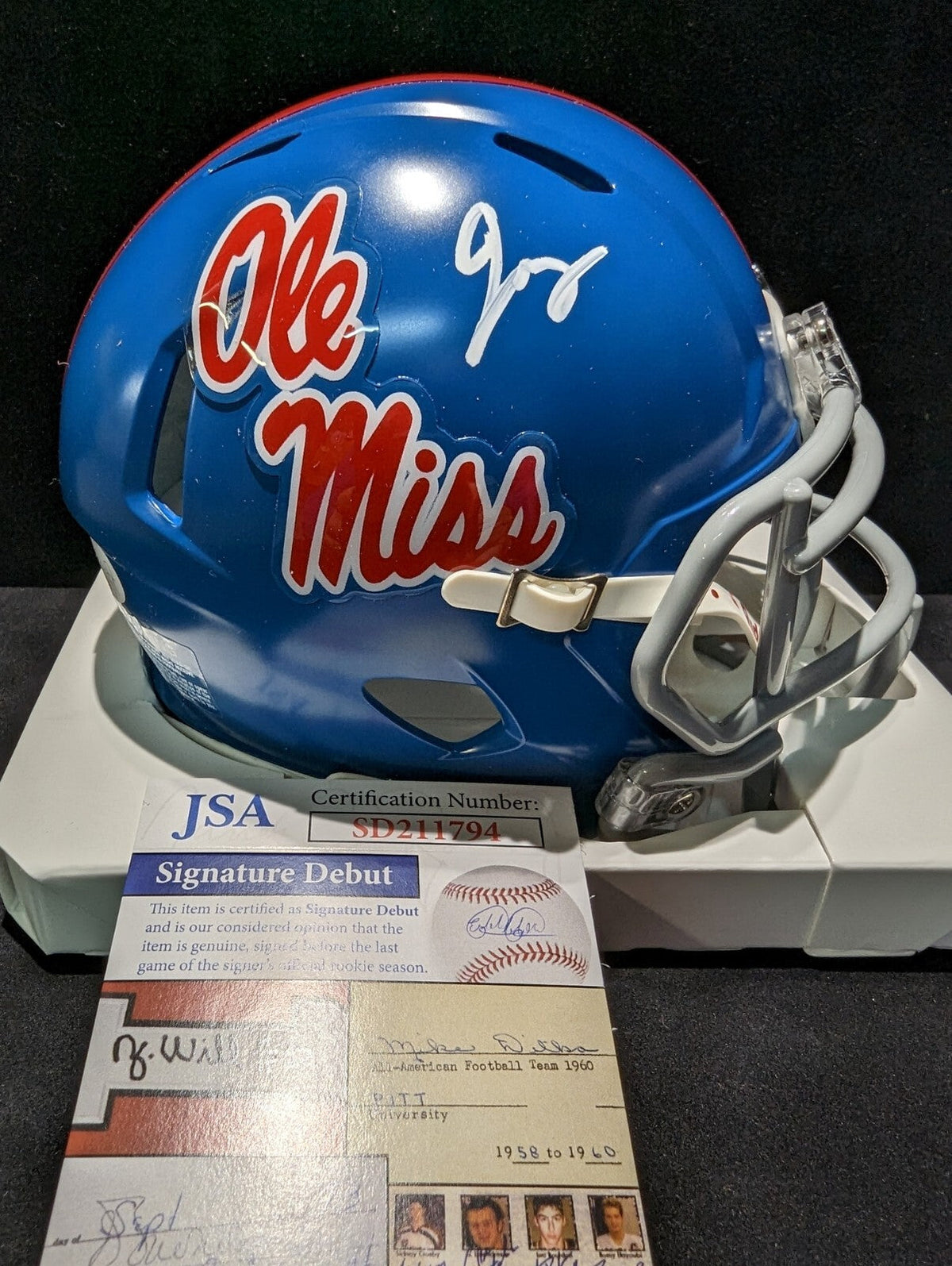 Ole Miss Rebels Jonathan Mingo Signed Speed Mini Helmet Jsa Coa