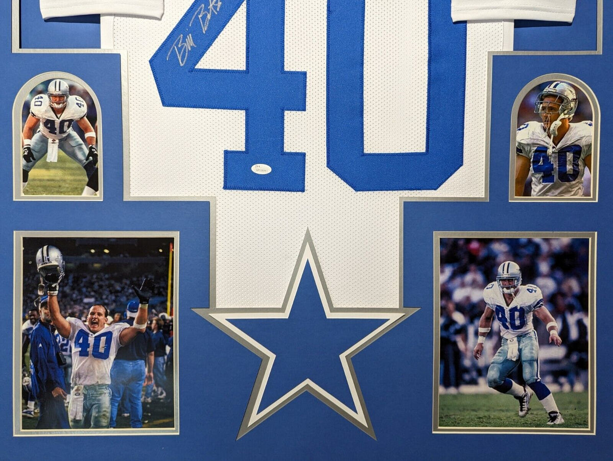 Framed Dallas Cowboys Bill Bates Autographed Signed Inscribed Jersey Jsa Coa
