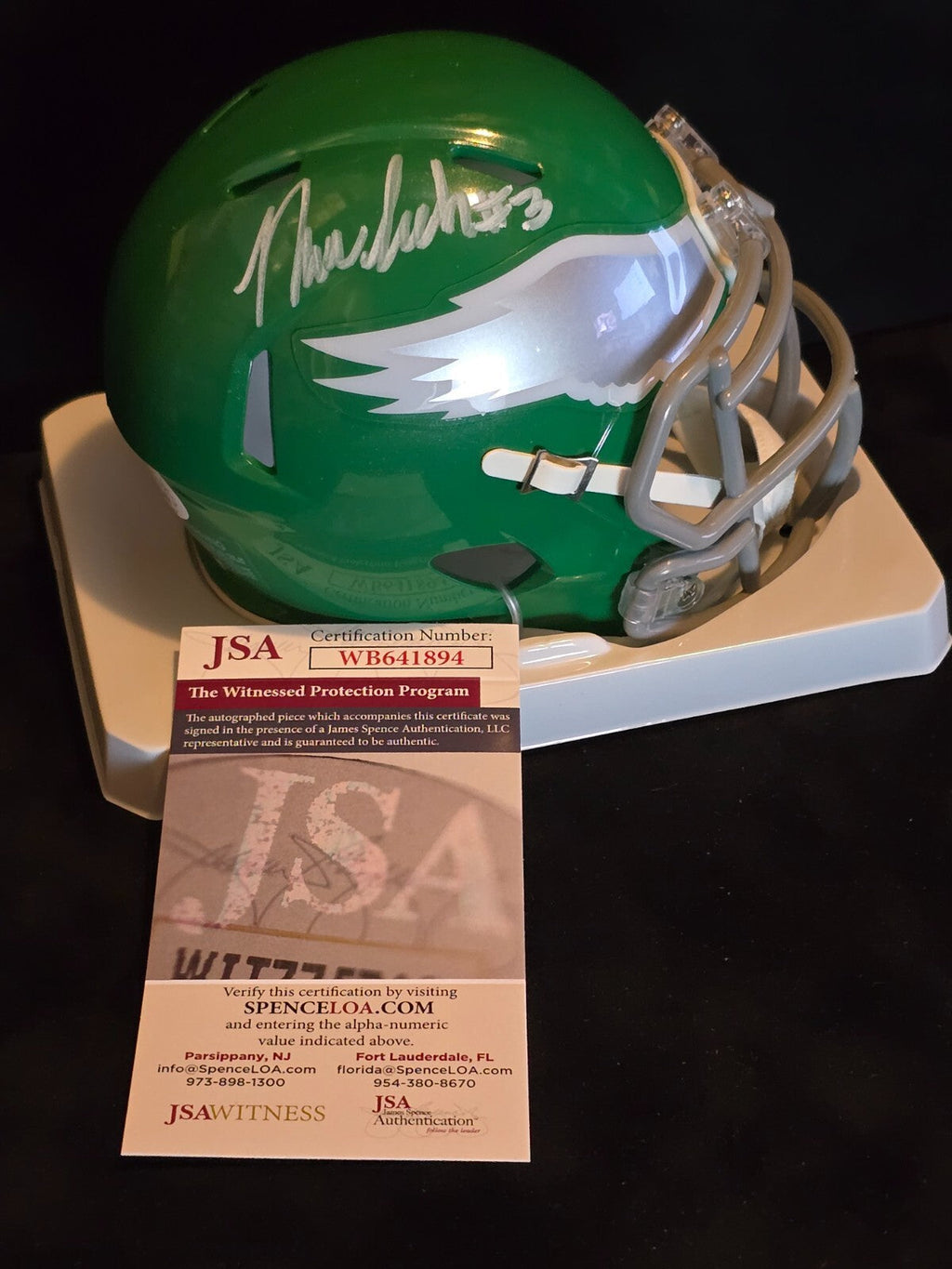 Philadelphia Eagles Nolan Smith Jr Autographed Signed Speed Mini Helmet Jsa Coa