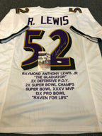 Baltimore Ravens Ray Lewis Autographed Signed Stat Jersey Jsa  Coa