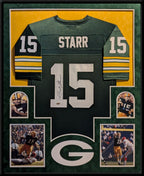 Suede Framed Green Bay Packers Bart Starr Autographed Signed Jersey Steiner Holo