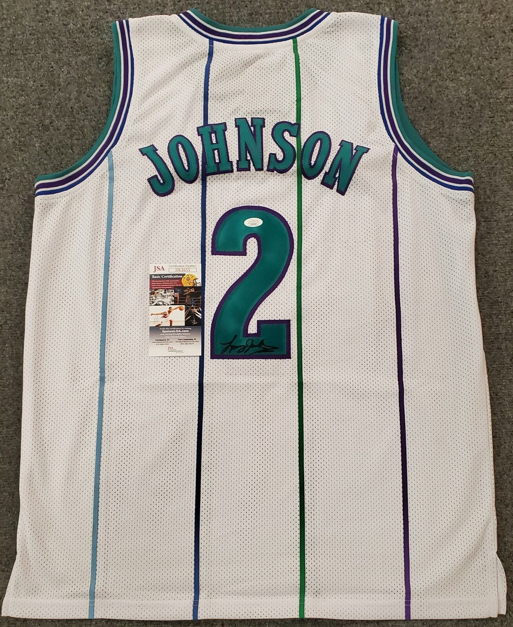 Charlotte Hornets Larry Johnson Autographed Signed Jersey Jsa Coa