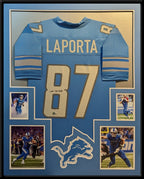 Framed Detroit Lions Sam Laporta Autographed Signed Jersey Beckett Hologram