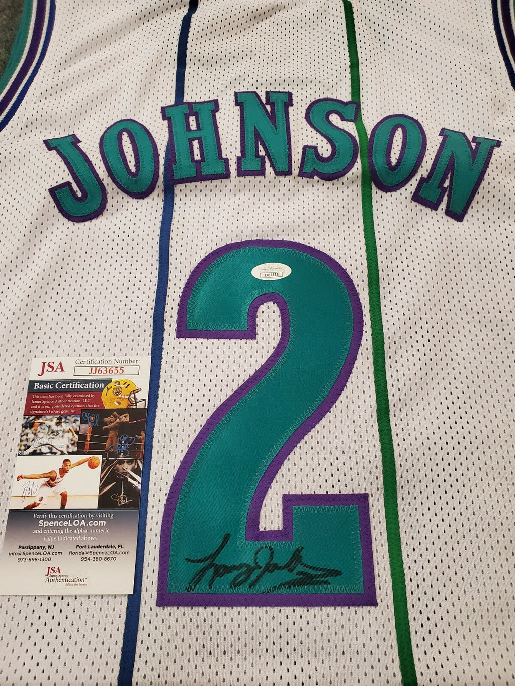 Charlotte Hornets Larry Johnson Autographed Signed Jersey Jsa Coa
