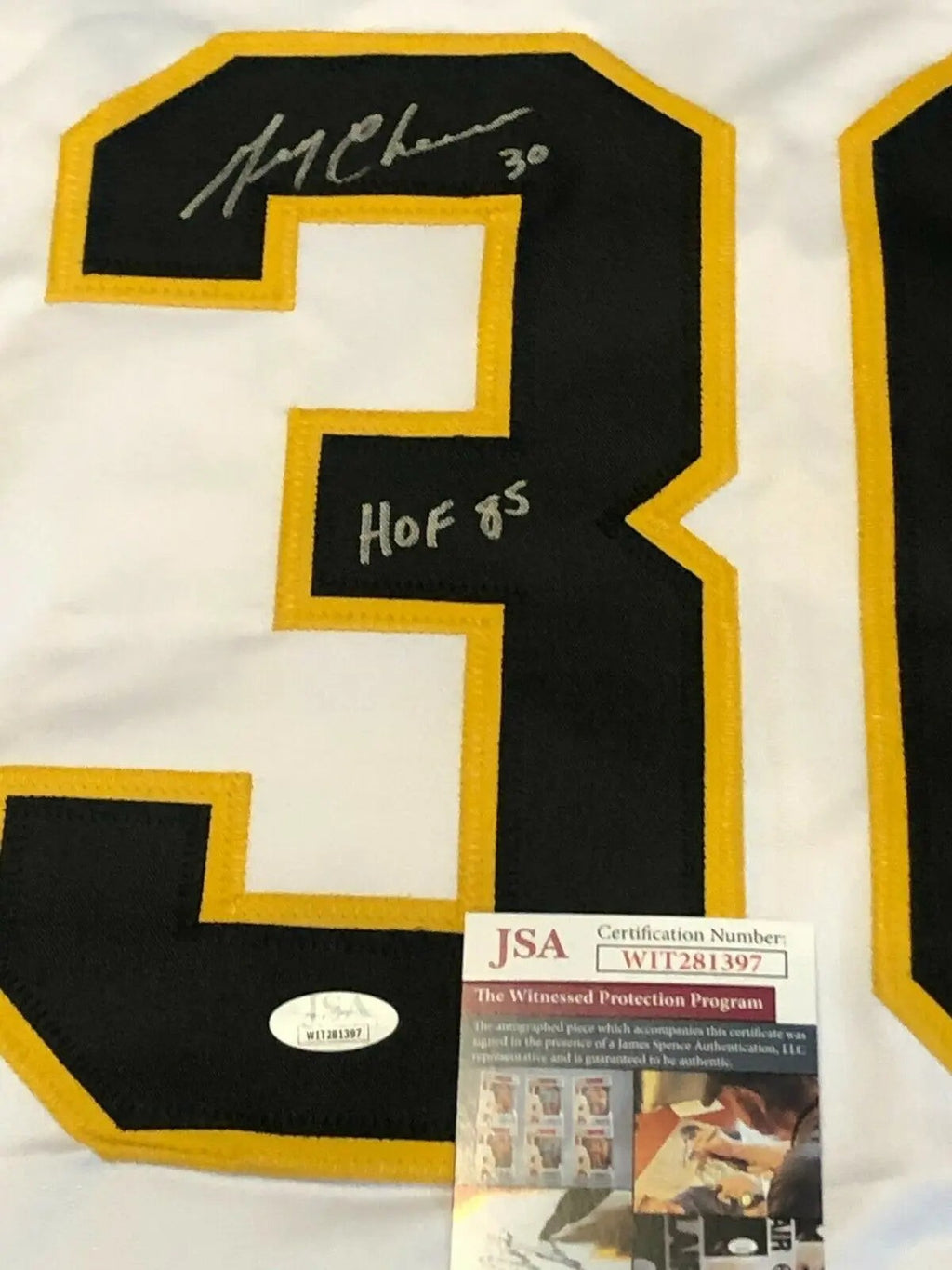 Boston Bruins Gerry Cheevers Autographed Signed Inscribed Jersey Jsa Coa