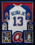 Suede Framed Atlanta Braves Ronald Acuna Jr Autographed Inscribed Jersey Jsa Coa