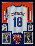 Suede Framed N.Y. Mets Darryl Strawberry Autographed Inscribed Jersey Jsa Coa
