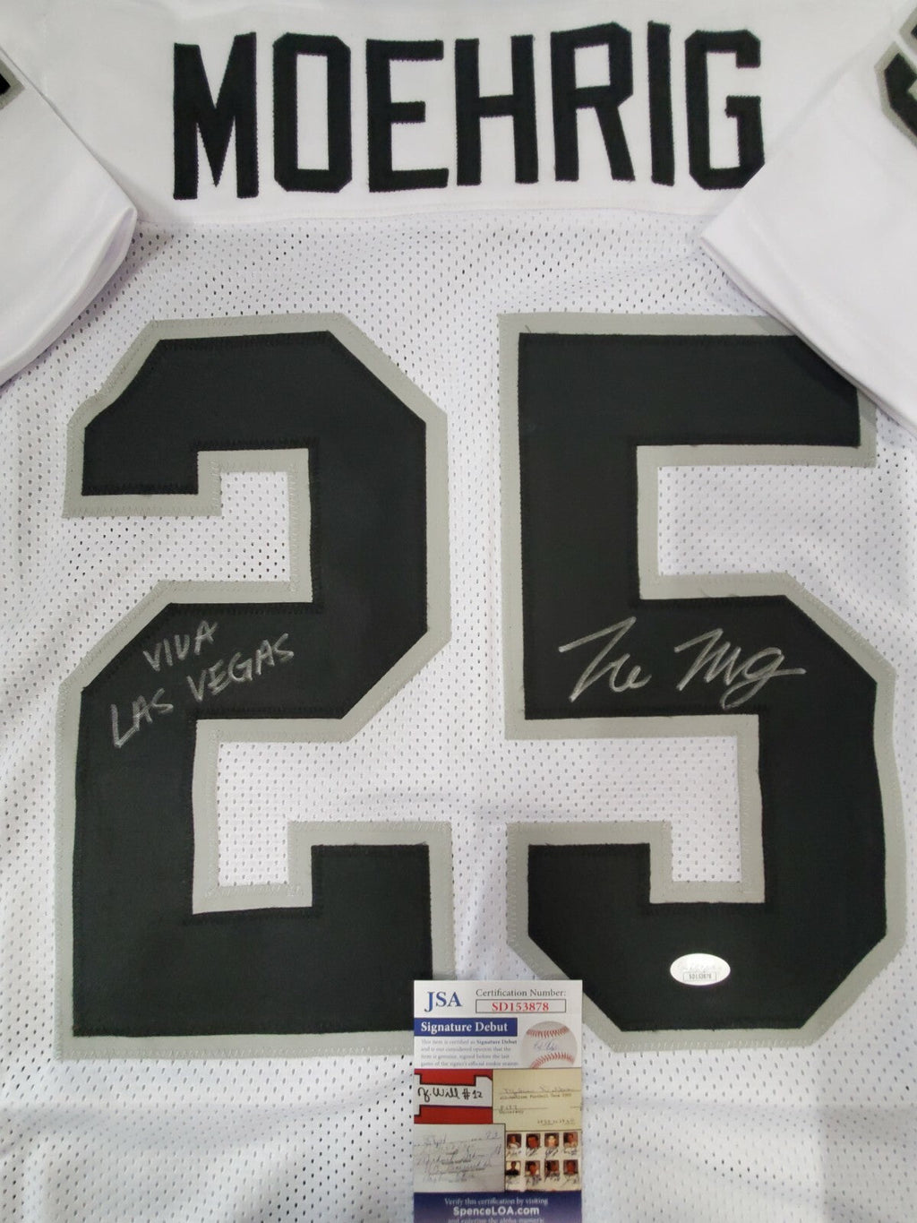 Las Vegas Raiders Tre'von Moehrig Autographed Inscribed Jersey Jsa Coa