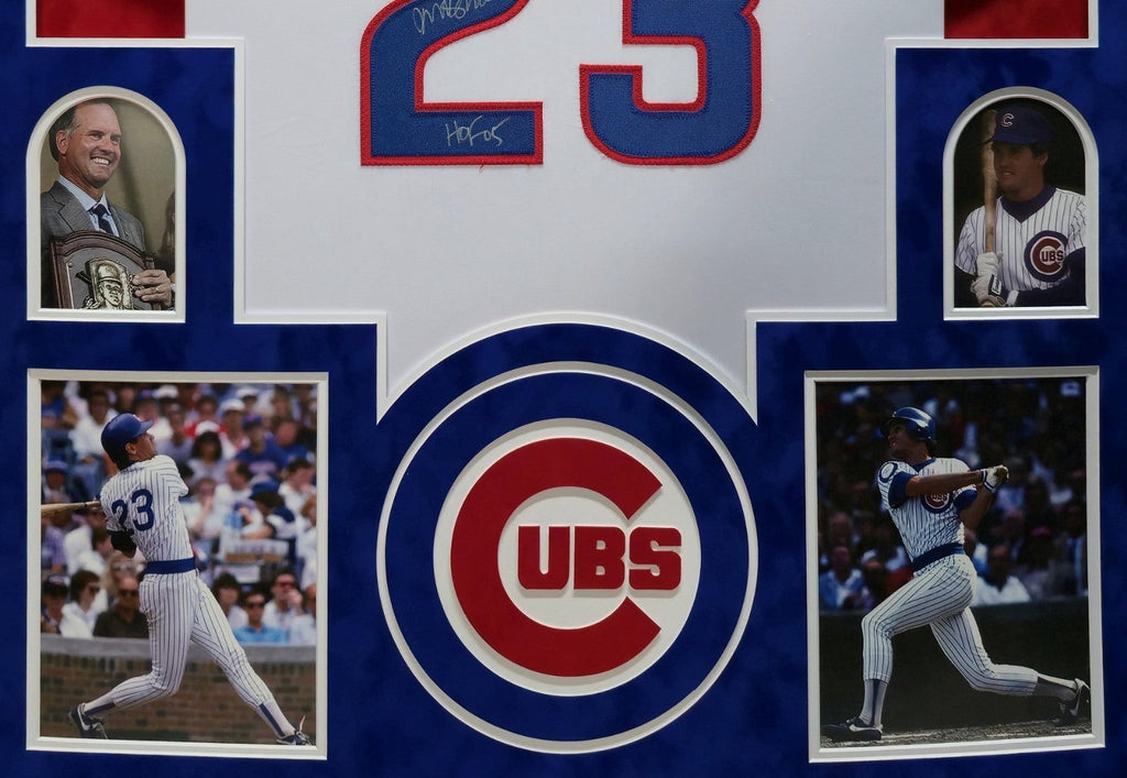 Suede Framed Chicago Cubs Ryne Sandberg Autographed Inscribed Jersey Jsa Coa