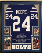 Framed Lenny Moore Autographed Signed Insc Baltimore Colts Stat Jersey Jsa Coa